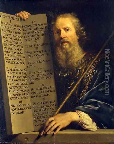 Moses with the Ten Commandments Oil Painting - Philippe de Champaigne