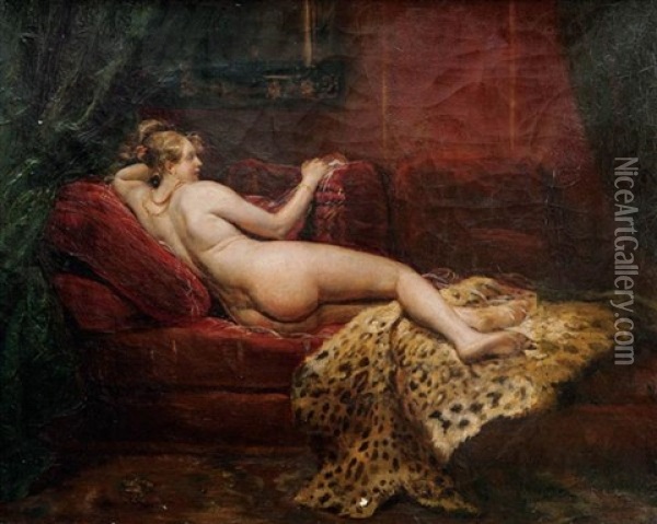 Jeune Femme Nue Sur Un Sofa Oil Painting - Claude Marie Dubufe