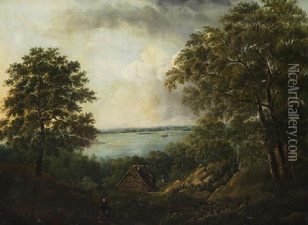 Blick Auf Die Elbe Bei Blankenese Oil Painting - Ludwig Matthias Anton Brammer