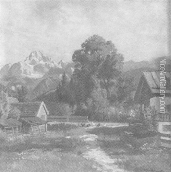 Alpenlandschaft Mit Bauernhof An Einem Sommertag Oil Painting - Carl Mueller-Baumgarten
