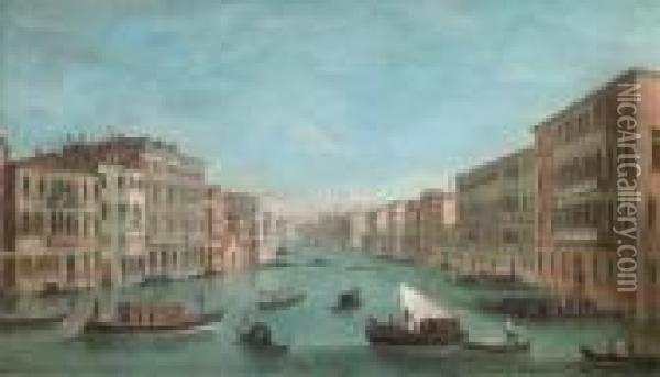 The Grand Canal Looking South 
From The Palazzo Foscari And Thepalazzo Moro-lin To Santa Maria Della 
Carita Oil Painting - (Giovanni Antonio Canal) Canaletto