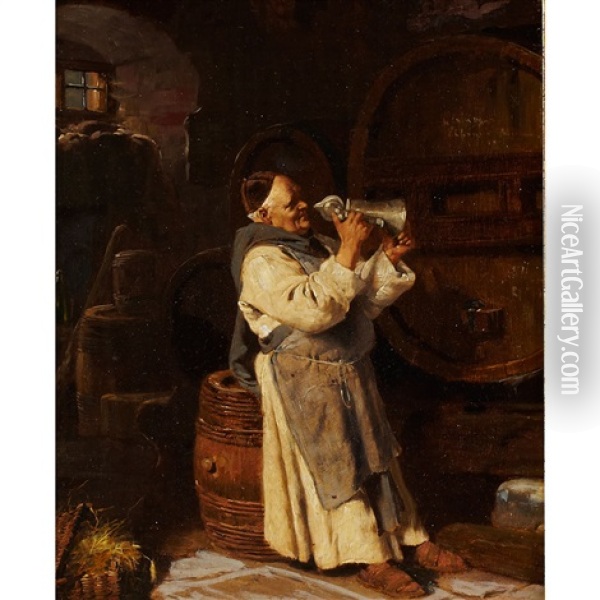 Monk Testing The Vintage Oil Painting - Eduard von Gruetzner