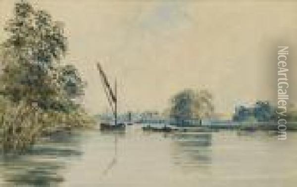 Zion House On The Thames Oil Painting - Peter de Wint