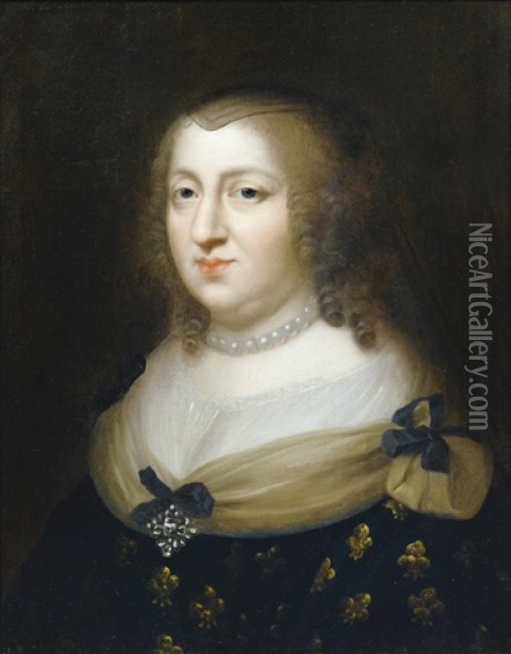 Portrait Of Anne D'autriche Oil Painting - Charles Beaubrun