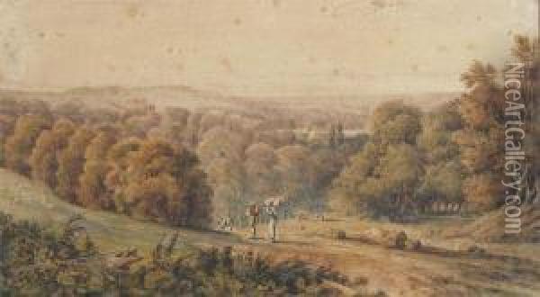 Rural View With Rustics Oil Painting - William Eddowes Turner