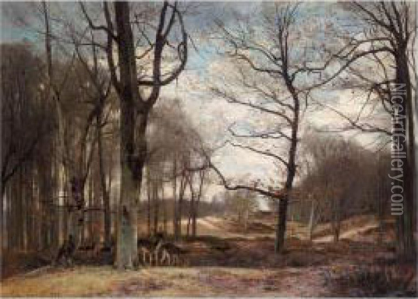 Aux Sablons Foret De Fontainebleau Oil Painting - Eugene Antoine Samuel Lavieille