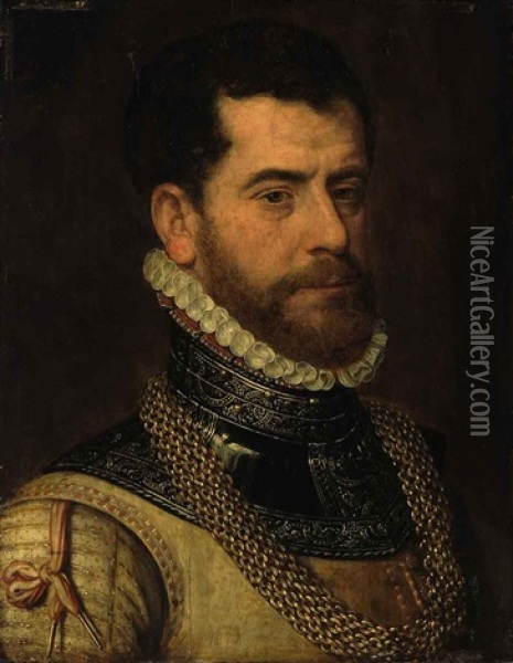 Portrait Of A Gentleman In Armor Oil Painting - Frans Pourbus the Elder