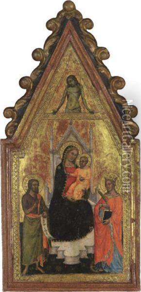 The Madonna And Child With Saints John The Baptist And Catherine Of Alexandria Oil Painting - Martino Di Bartolomeo Di Biagio