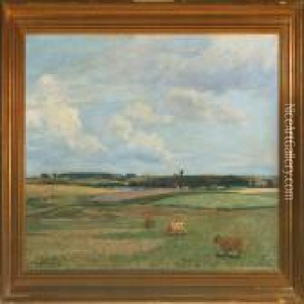Grazing Cows In The Meadow Oil Painting - Fritz Kraul