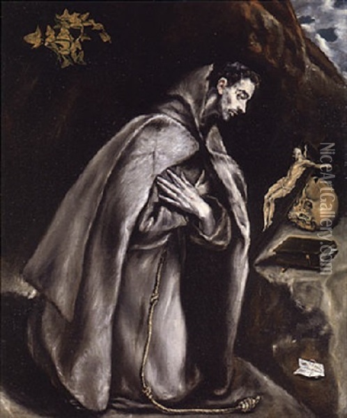 Saint Francis Kneeling In Meditation Oil Painting -  El Greco
