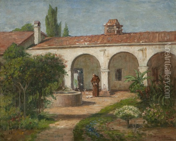 San Juan Capistrano Mission Oil Painting - Ammi Merchant Farnham