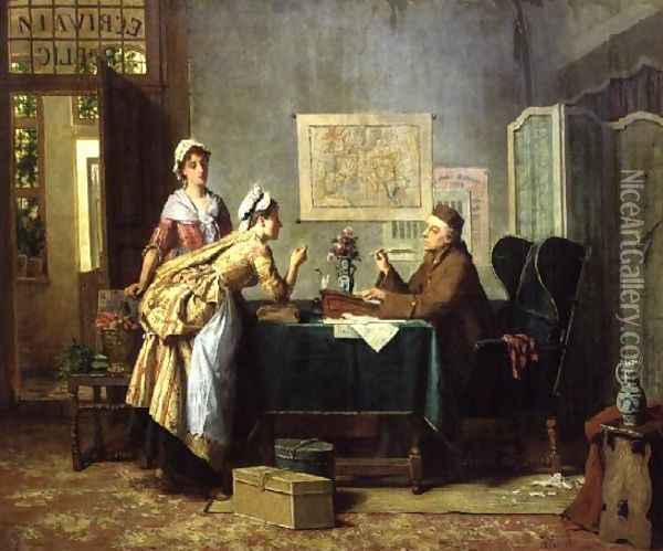 The Public Letter Writer, 1880 Oil Painting - Z. Carabin