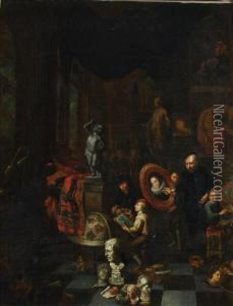 Theacademy Of Arts Oil Painting - Balthazar Van Den Bossche