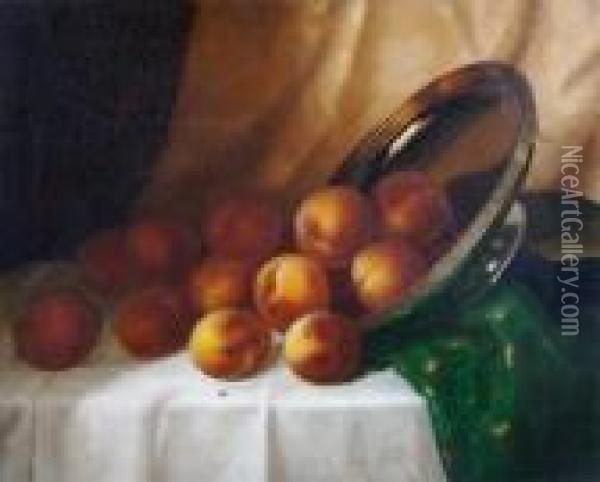 Still Life With Peaches Oil Painting - Morston Constantine Ream