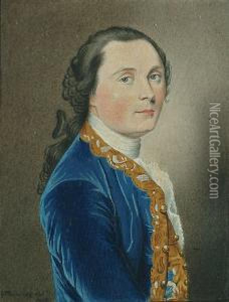 Portrait Of A Gentleman In A Blue Coat; Portrait Of A Lady; Portrait Of An Officer Oil Painting - George Perfect Harding