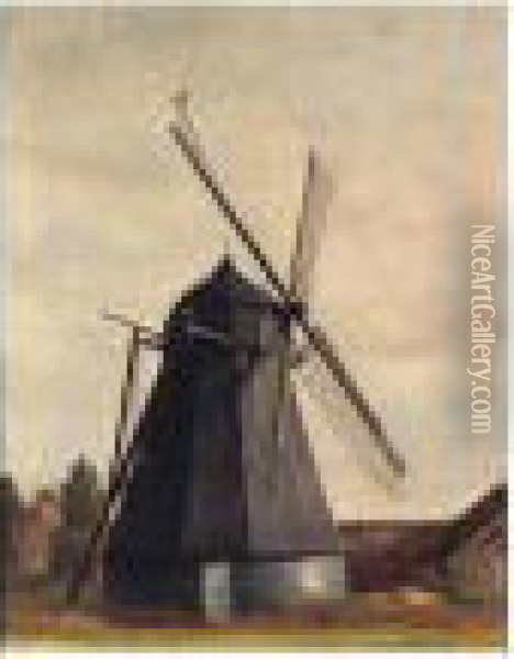Vindmollen (the Windmill) Oil Painting - Peder Vilhelm Ilsted