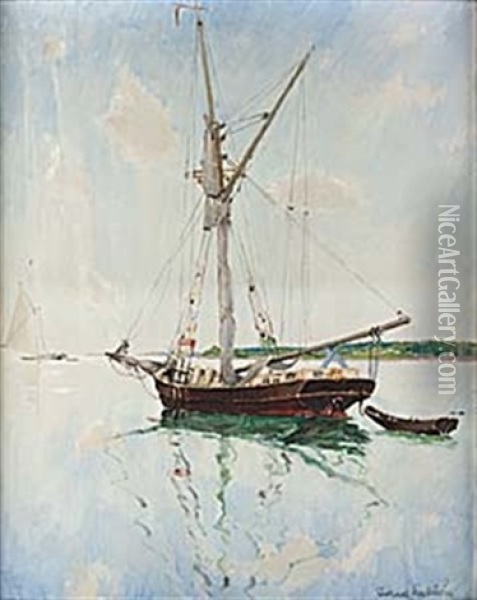 Fartyg Pa Redden Oil Painting - Rikard Lindstroem