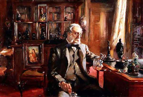 'L'Amateur chez lui' - Portrait of Mr. Charles Drury Edward Fortnum Oil Painting - Charles Alexander