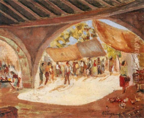 Mercado Oil Painting - Emilio Aliaga Romagosa
