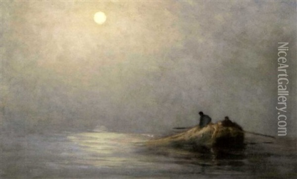 Gaspereaux Fishing Oil Painting - John A. Hammond