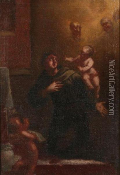 Baby Jesus Appears To Saint Anthony Oil Painting - Jean Guillaume Carlier