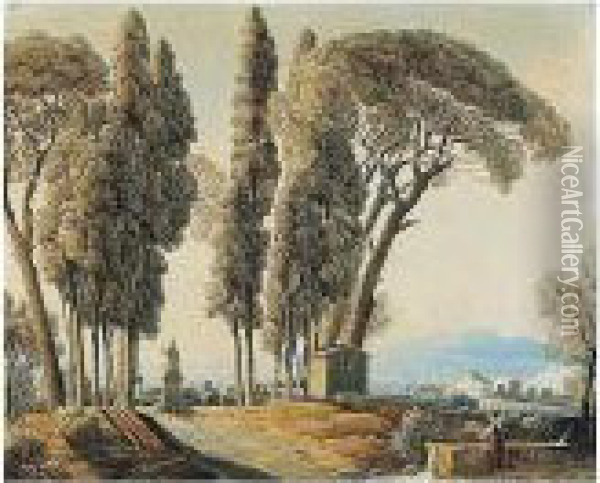 The Gardens Of The Villa Negroni, Rome Oil Painting - Jean Thomas Thibault