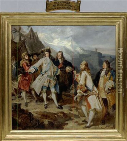 Kurfurst Max Emanuel Belagert Die Festung Von Carmagnola Im Piemont 1691 Oil Painting - Severin Benz