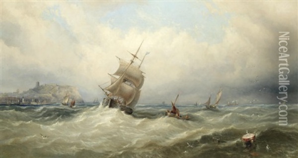 Shipping Off Scarborough Oil Painting - Joseph Newington Carter
