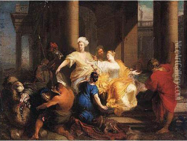 Achilles Discovered Among The Daughters Of Lycomedes Oil Painting - Sebastien Ii Leclerc
