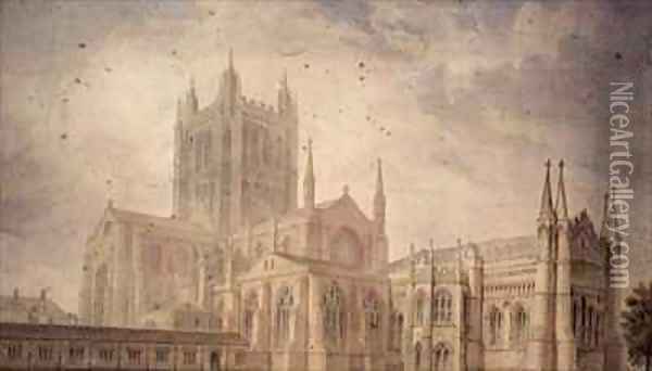 Hereford Cathedral Oil Painting - John Buckler