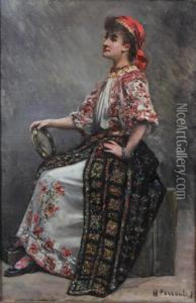 Gypsy Girl Oil Painting - Henry Perrault