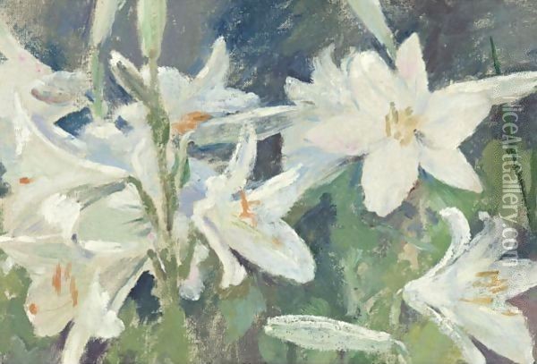 White Lillies Oil Painting - Theodore Robinson