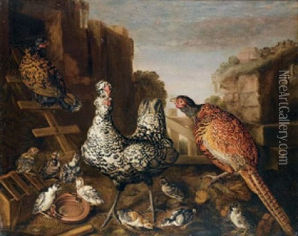 Coq Dominant Le Poulailler Oil Painting - Giacomo (Jacobus) Victors