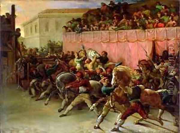 The Riderless Racers at Rome Oil Painting - Theodore Gericault