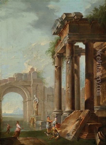 Romische Ruinen Mit Figurenstaffage Oil Painting - Giovanni Paolo Panini
