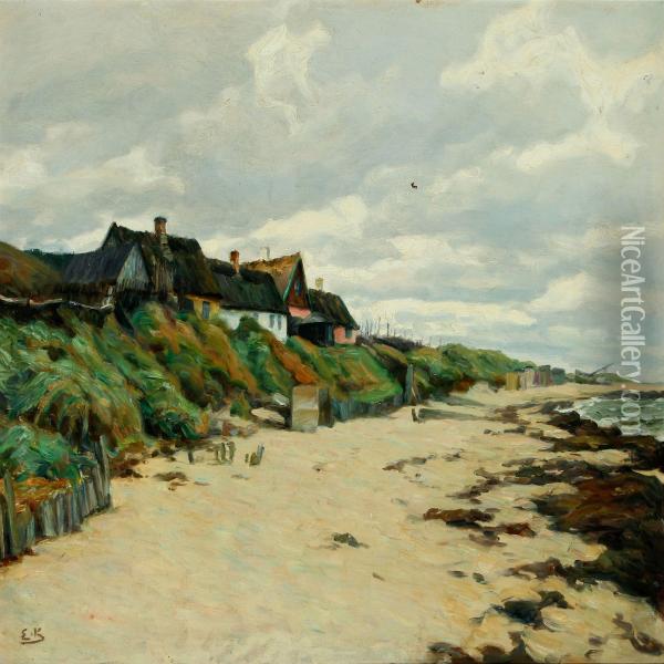 View From The Beach At Tisvilde, North Zealand Oil Painting - Emil Krause