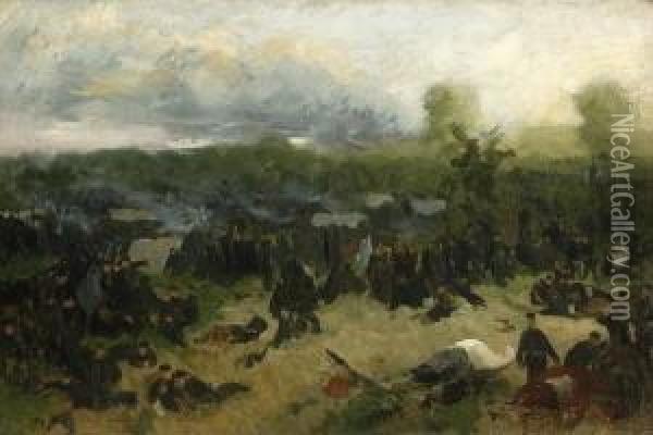 Nach Der Schlacht. Oil Painting - Jozef Von Brandt