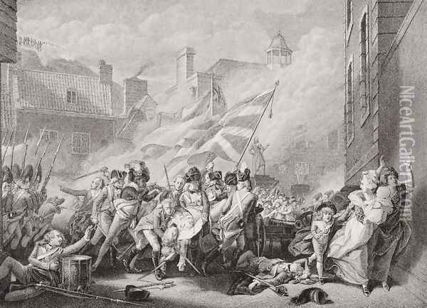 The death of Major Peirson at St. Helier, retaking Jersey from the French, 8 January 1781, from Illustrations of English and Scottish History Volume II Oil Painting - John Singleton Copley