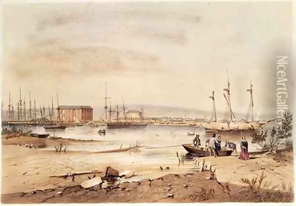 Port Adelaide, from the 'South Australia Illustrated' Oil Painting - George French Angas