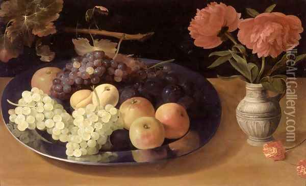 Still-Life of Grapes, Plums and Apples Oil Painting - Jacob van Es