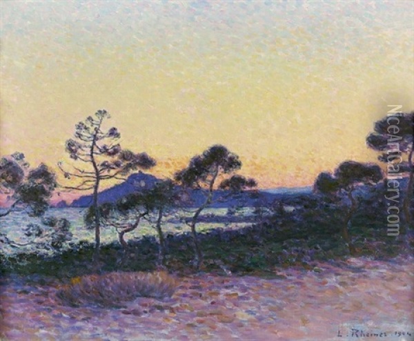 Abendliche Partie Am Mittelmeer Oil Painting - Louis Rheiner