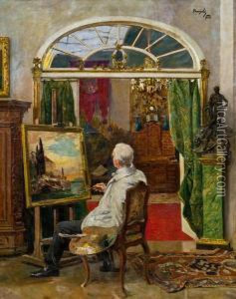 Der Maler Eduard Kasparides Im Atelier Oil Painting - Hans Temple