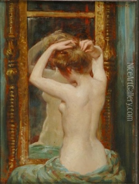 The Old Pier Glass Oil Painting - James Carroll Beckwith