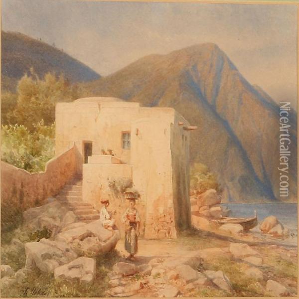 Two Prospects From Italy Oil Painting - Frederik Niels M. Rohde