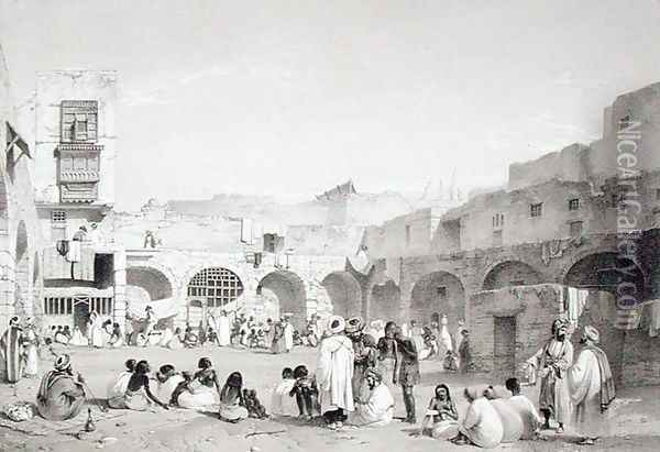 Slave Market, Cairo, engraved by T.C. Bourne, 1840s Oil Painting - Henry Warren