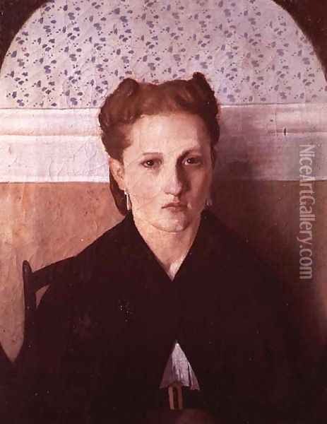 Portrait of the artist's wife Oil Painting - Adriano Cecioni
