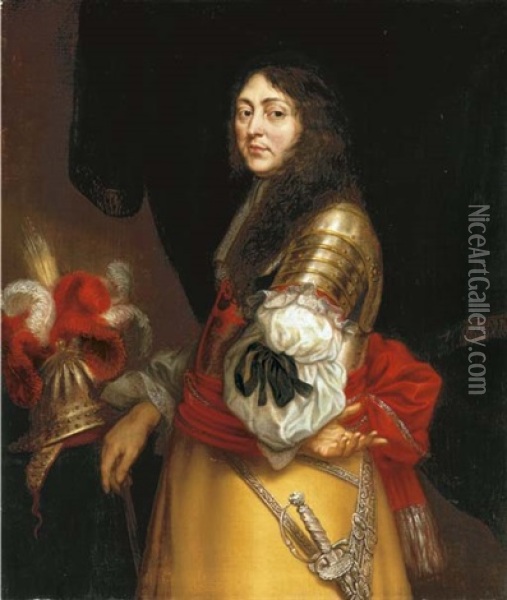 Portrait Of A Gentleman, Three-quarter Length, Wearing An Order (the Order Of Santiago?) Oil Painting - Adriaen Hanneman