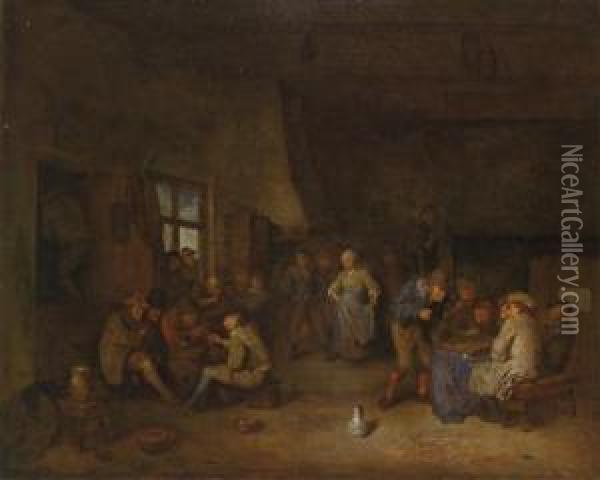 A Tavern Interior With Chess Players Oil Painting - Egbert Jaspersz. van, the Elder Heemskerck