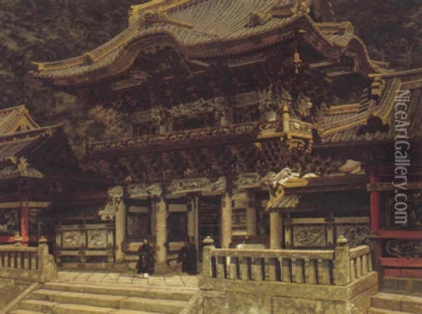 The Toshogu Temple At Nikko Oil Painting - Ioki Bun'ya