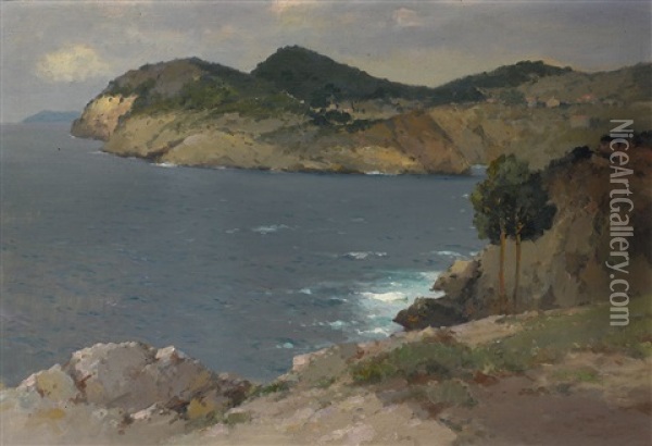 Coastal Landscape Oil Painting - Alexei Vasilievitch Hanzen
